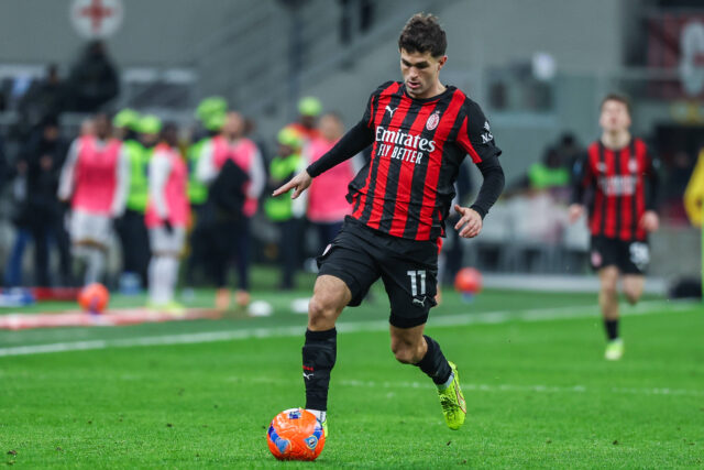 Christian Pulisic in azione durante Milan-Lecce