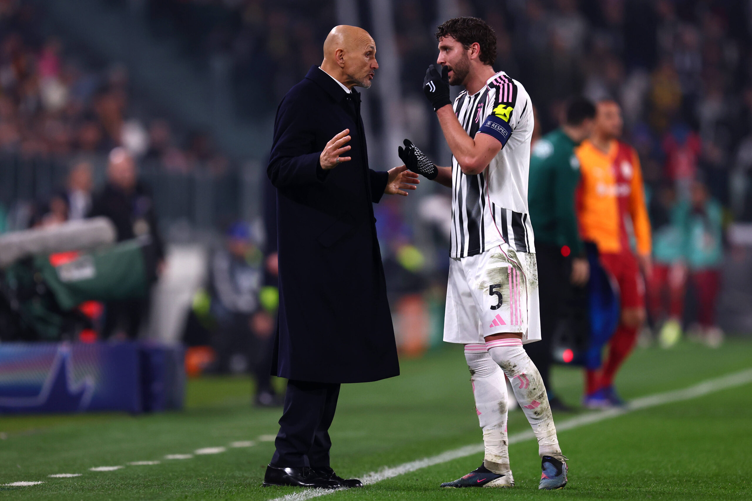 Spalletti e Locatelli durante Juve Galatasaray di Champions