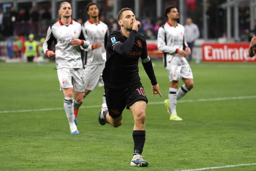 Vlasic esulta dopo il gol contro il Milan