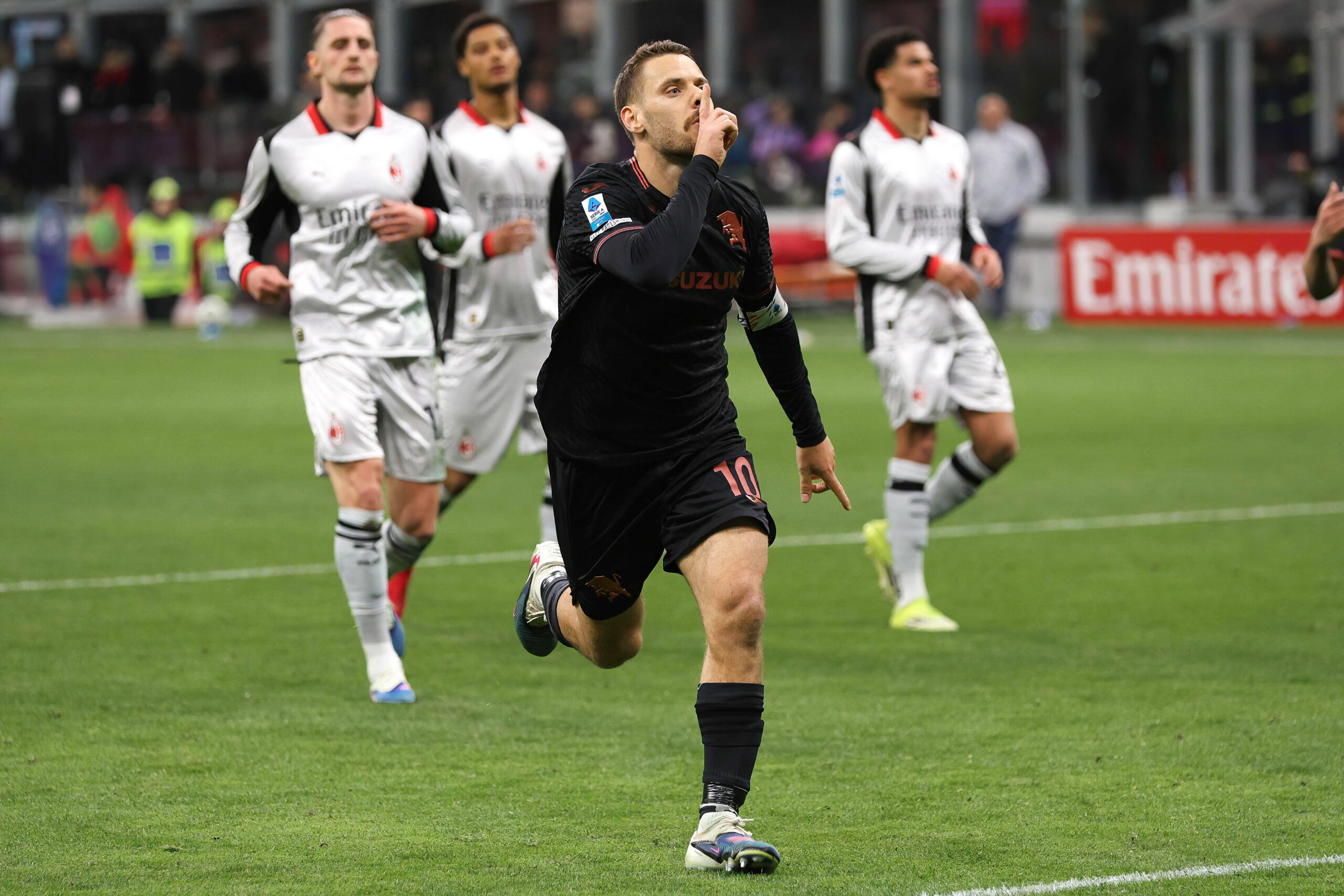 Vlasic esulta dopo il gol contro il Milan