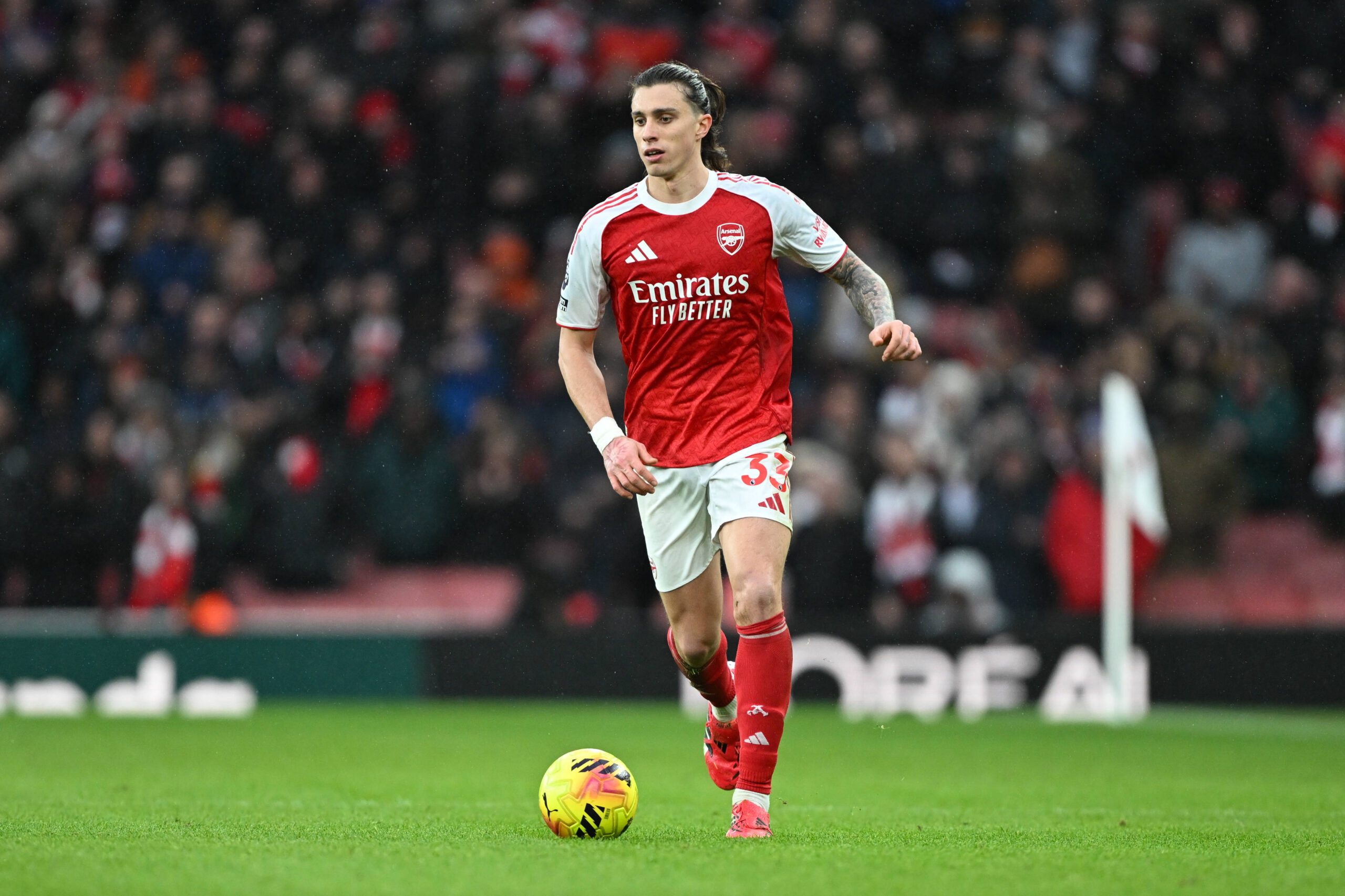 Calafiori durante Arsenal-Sunderland