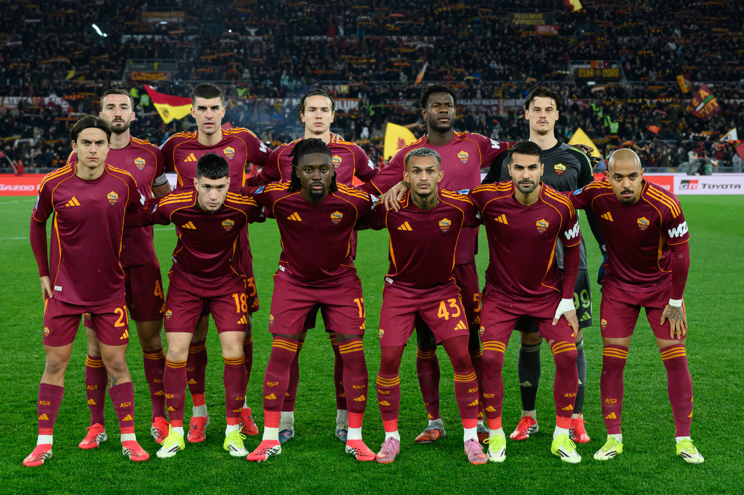 Foto di gruppo per i giocatori della Roma