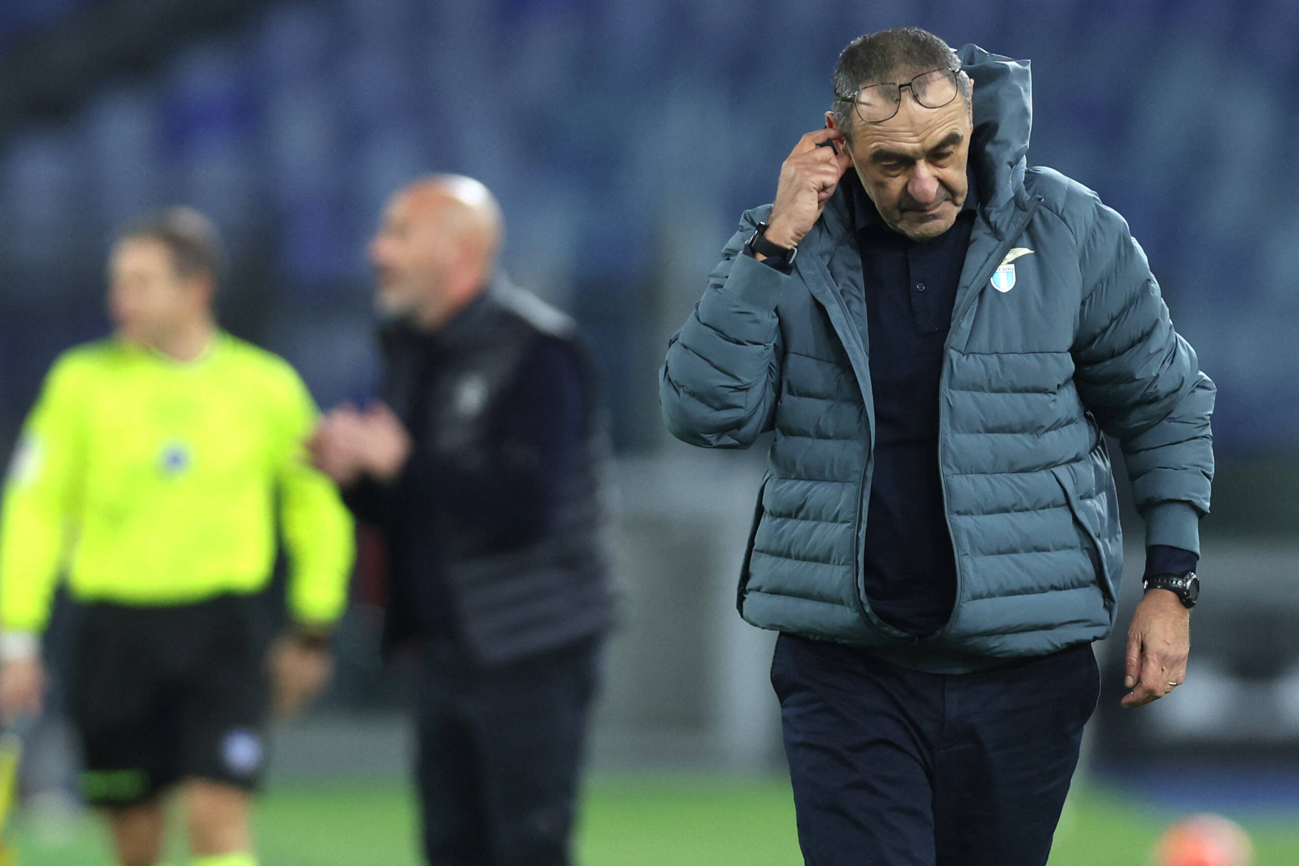 Mister Sarri durante Lazio-Bologna