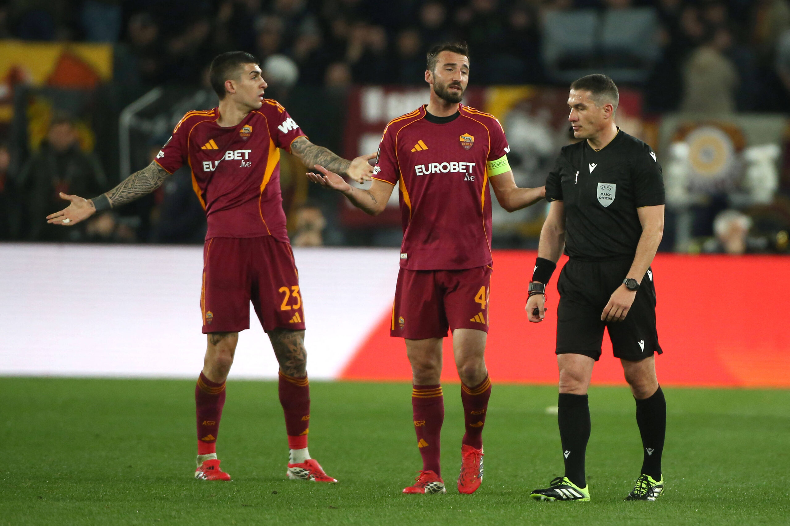 Mancini e Cristante durante Roma-Bologna