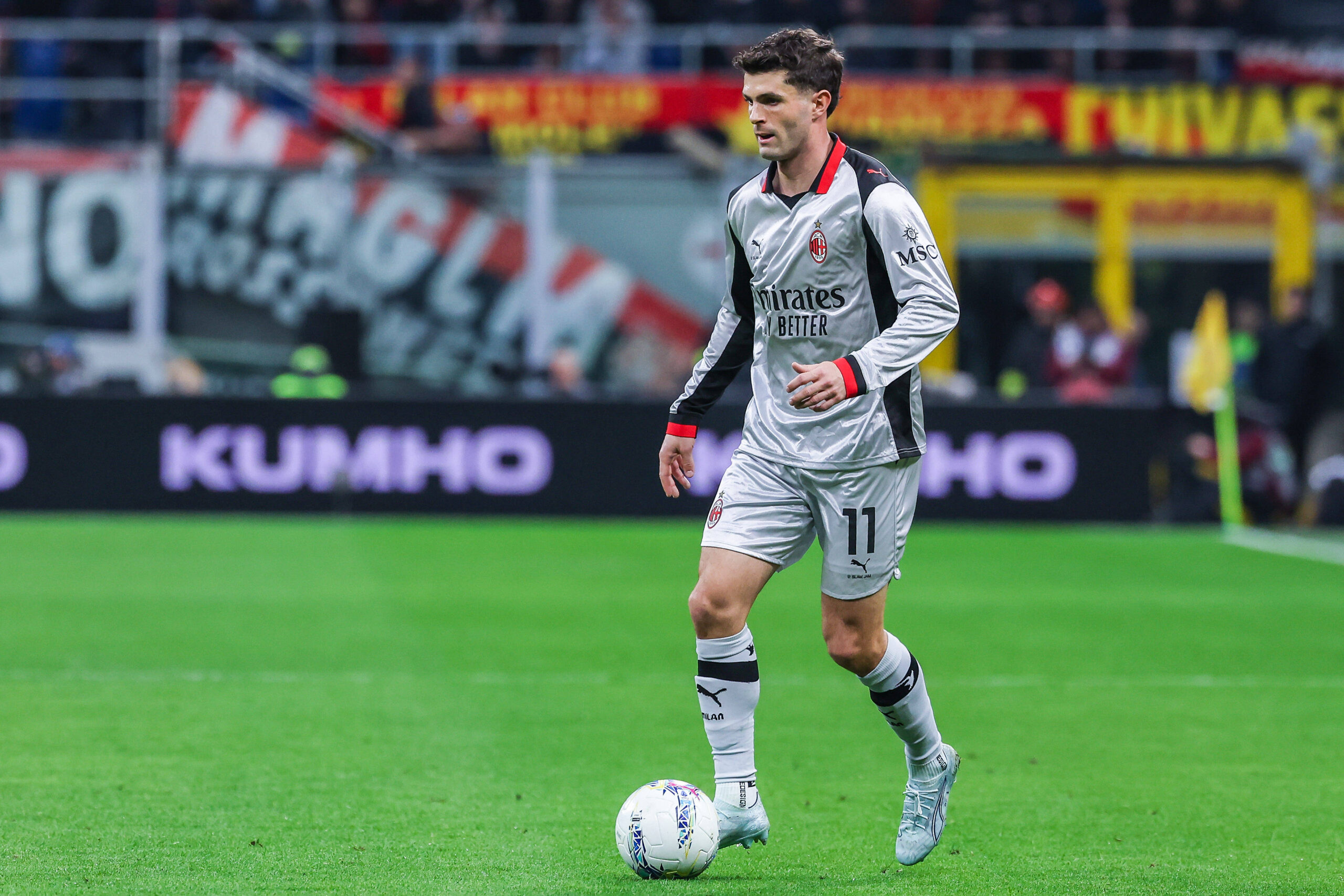Christian Pulisic in azione durante Milan-Torino