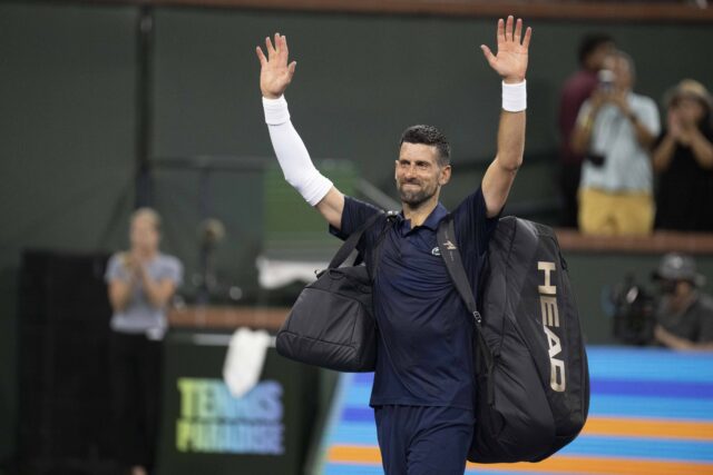 Novak Djokovic dopo un incontro a Indian Wells