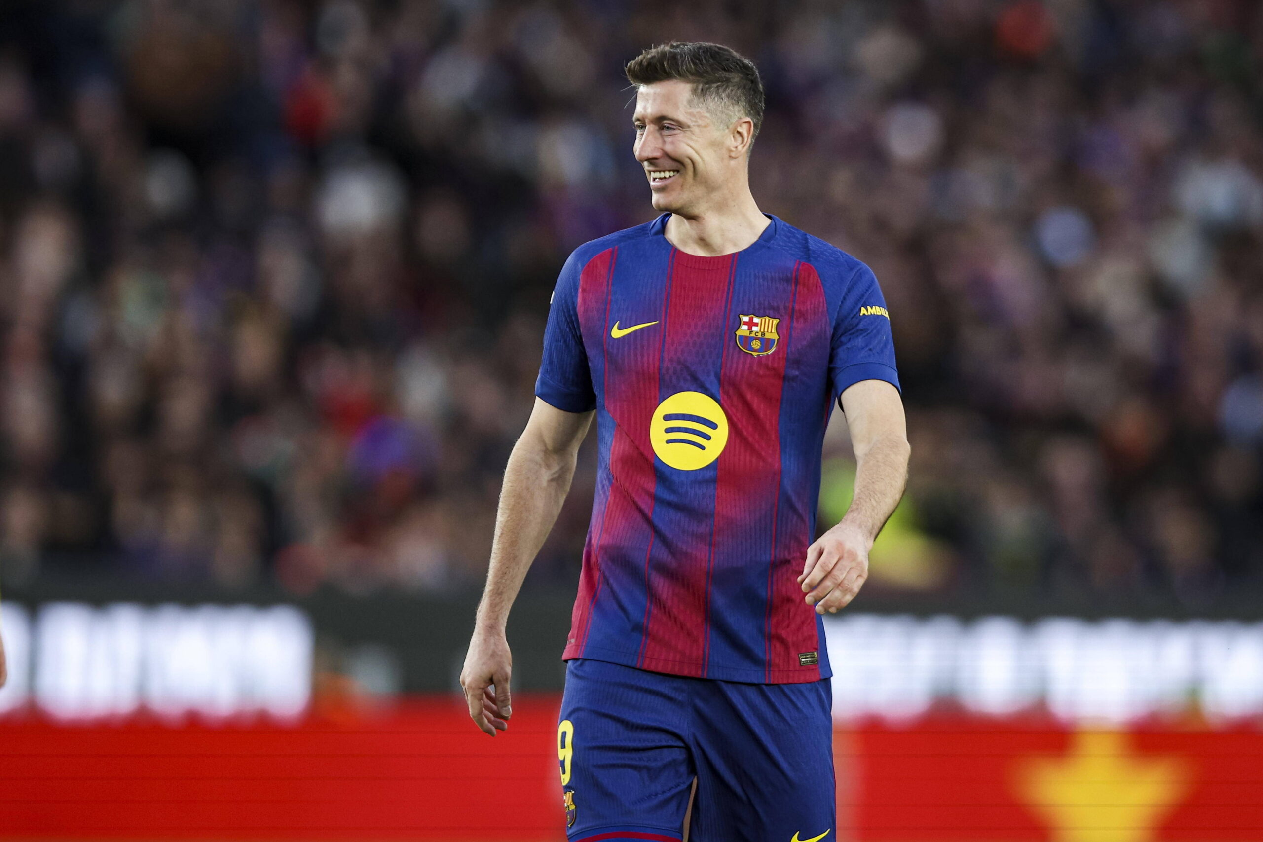 Robert Lewandowski durante una partita del Barcellona