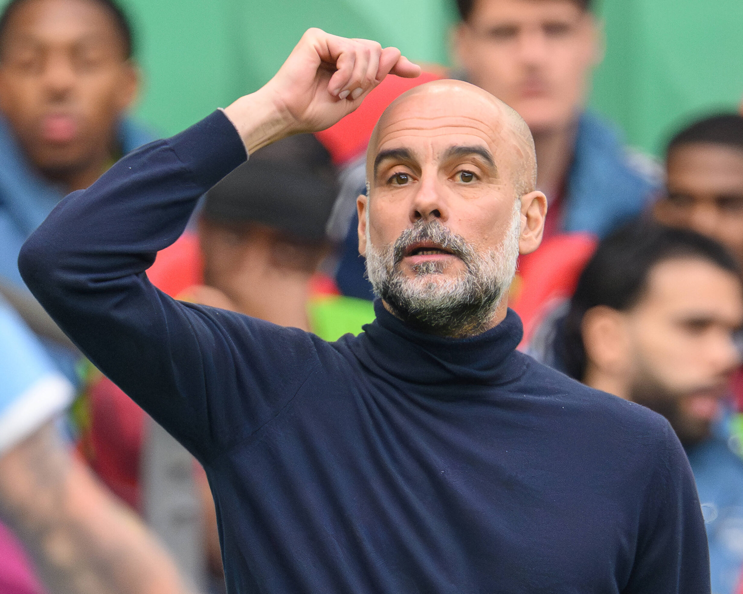 Pep Guardiola durante una partita del Manchester City