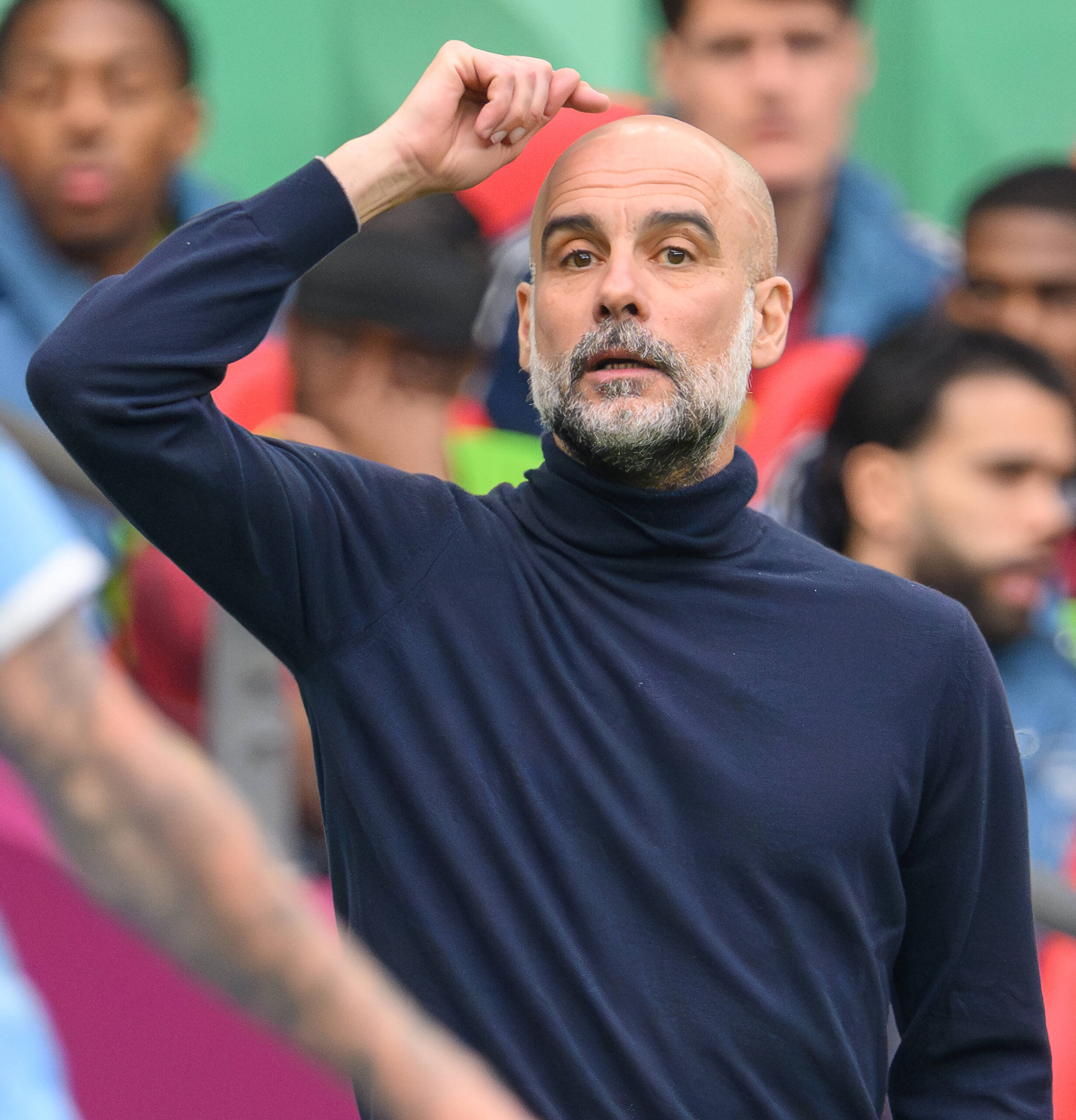 Pep Guardiola durante una partita del Manchester City