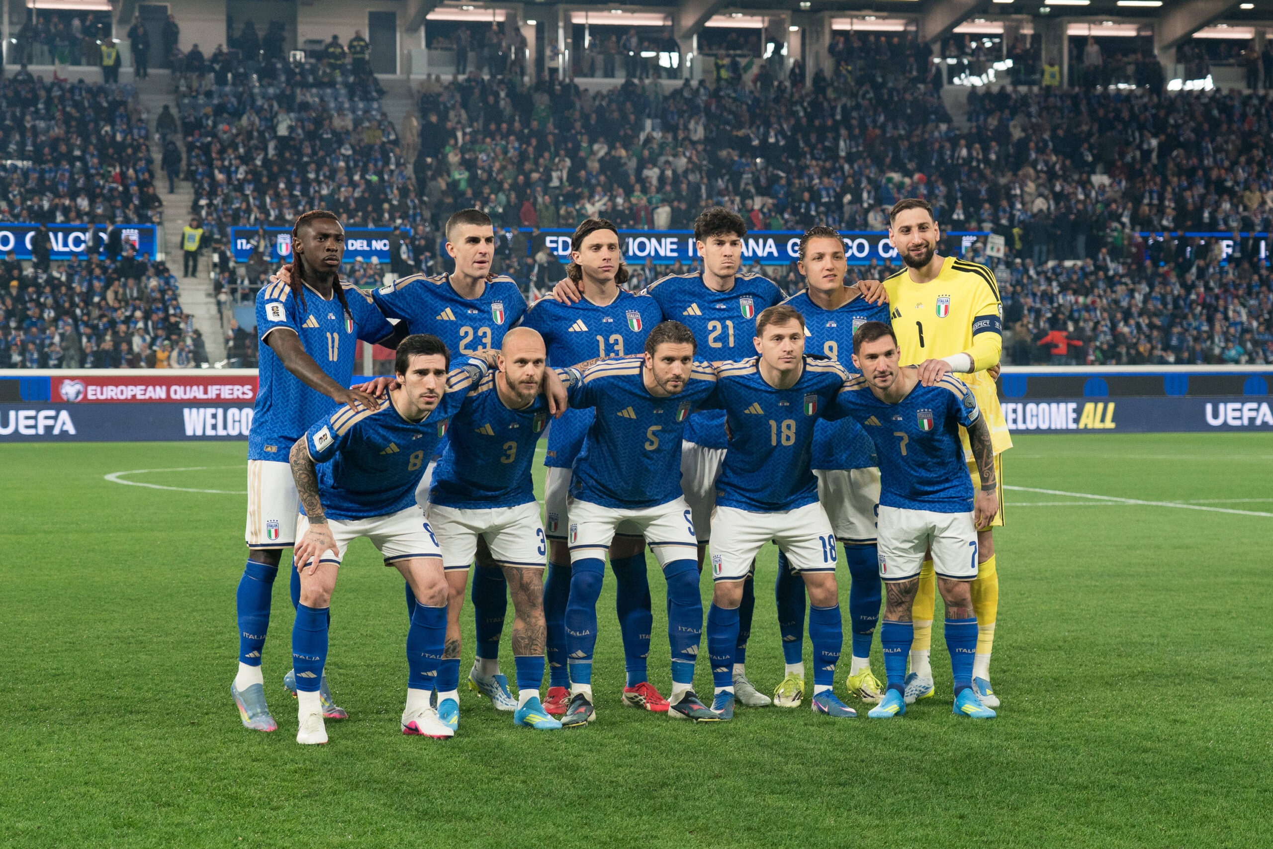 Gruppo Italia prima del match contro l'Irlanda del Nord