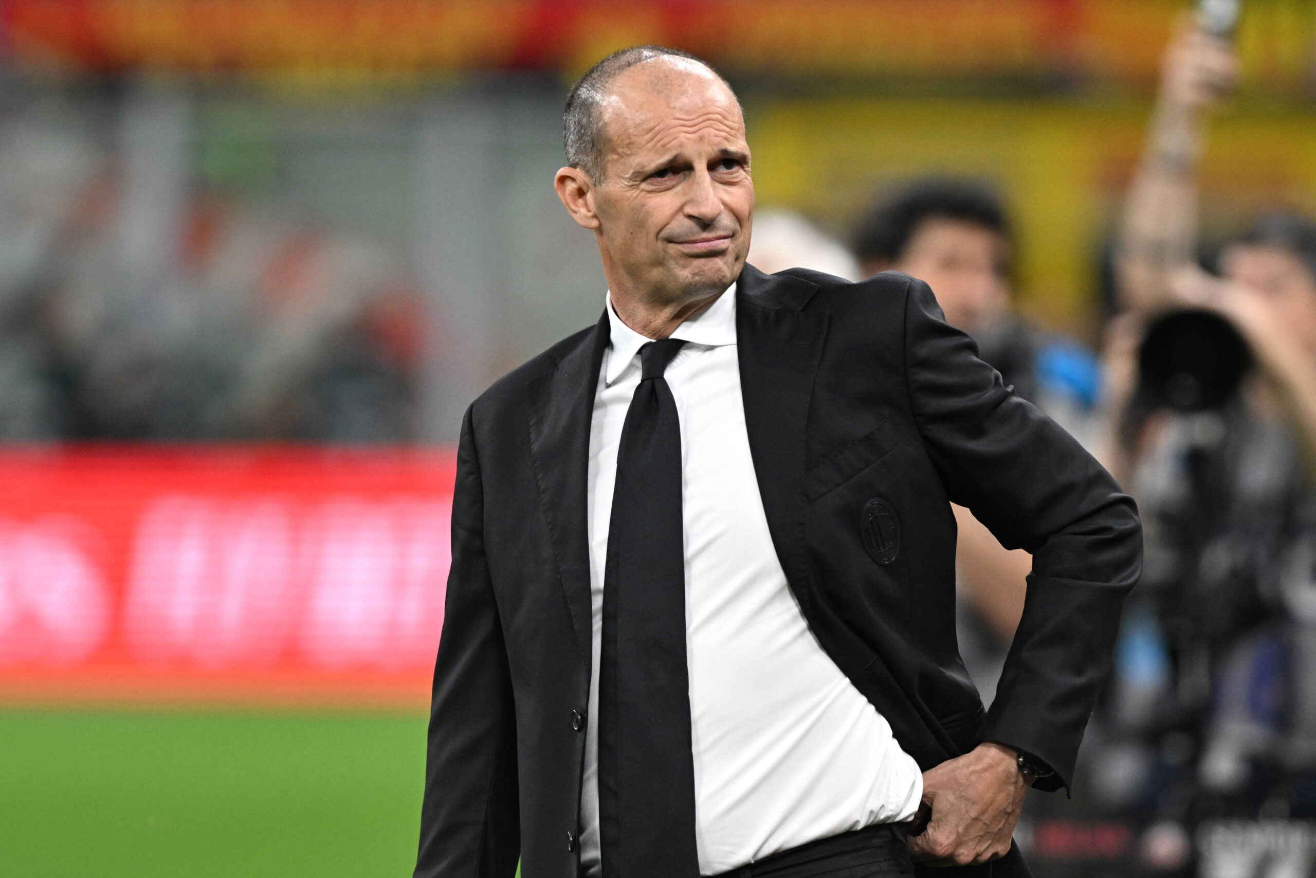 MASSIMILIANO ALLEGRI Coach, Milan, Serie A 2025-26, Milan-Juventus 0-0, azione, action, single shot SERIE A 2025-26 MILAN-JUVENTUS 0-0