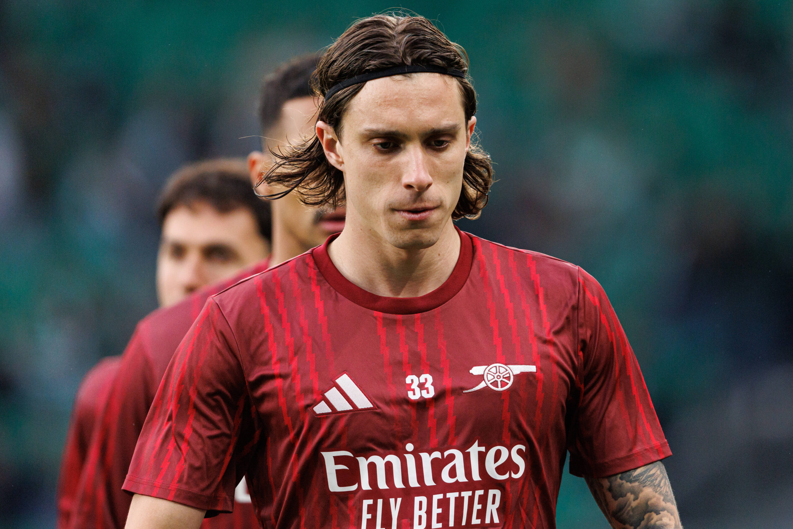 Riccardo Calafiori durante una partita di Champions League