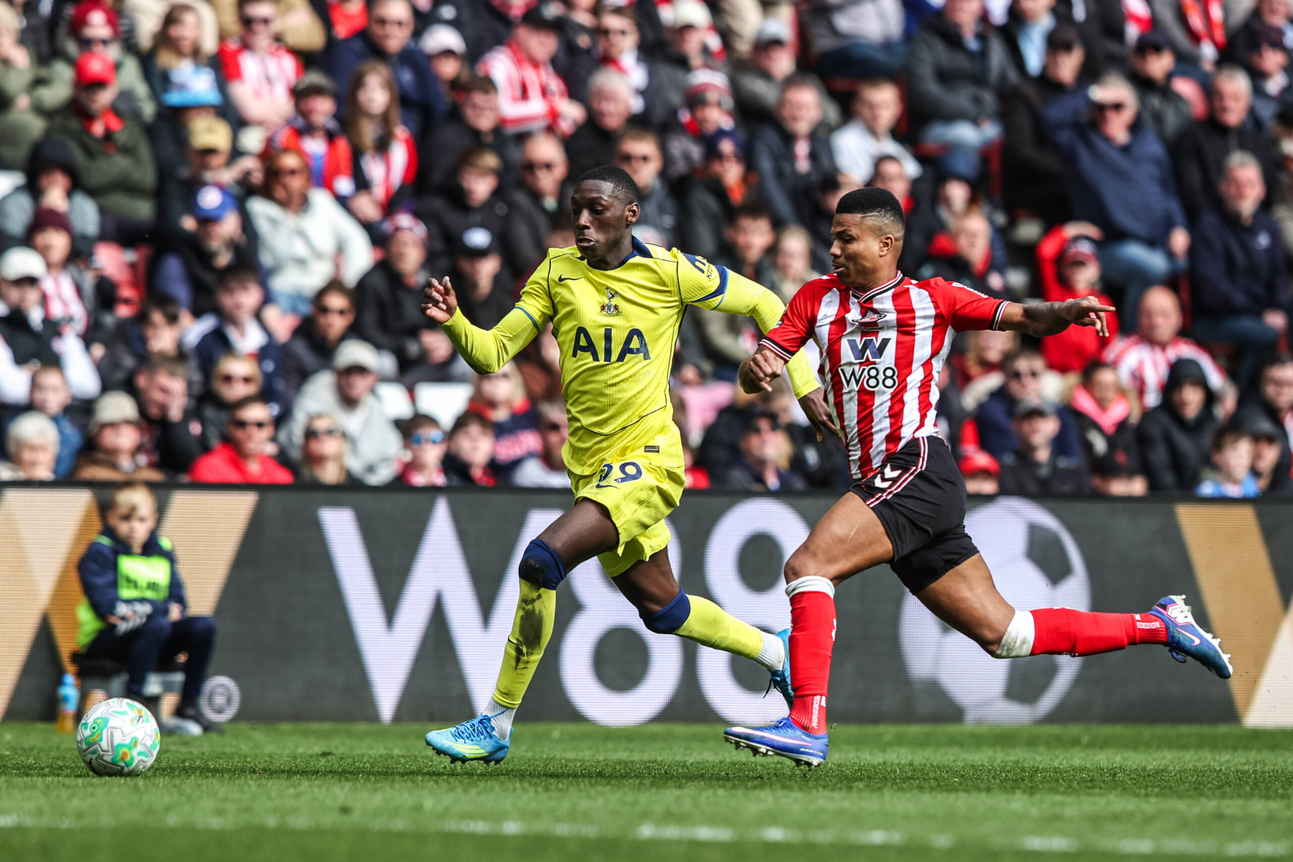 Randal Kolo Muani in azione durante Sunderland-Tottenham