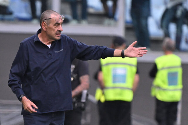 Maurizio Sarri durante Roma-Lazio