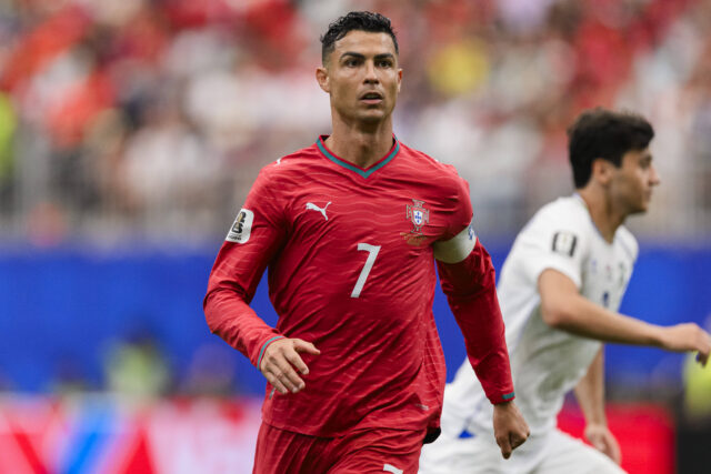 Cristiano Ronaldo contro l'Uzbekistan