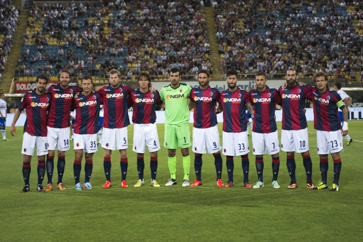moscardelli e diamanti con la maglia del Bologna