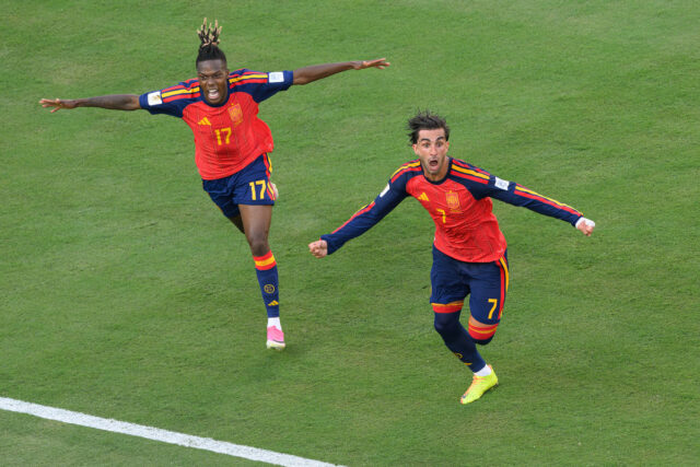 ferran torres esulta dopo il gol all'Argentina