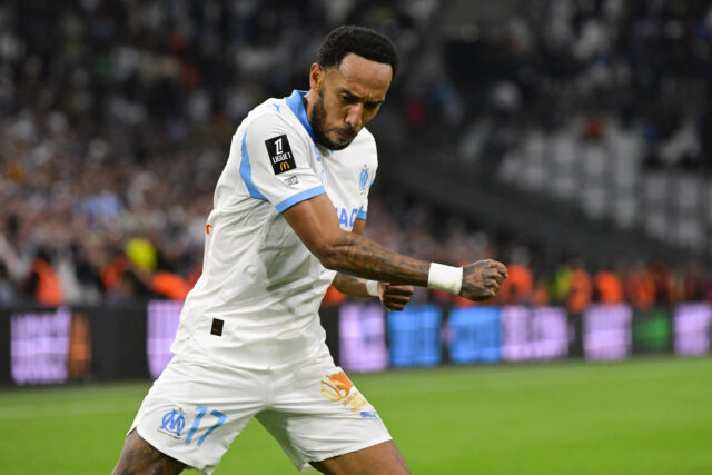 Aubameyang esulta dopo un gol con il Marsiglia