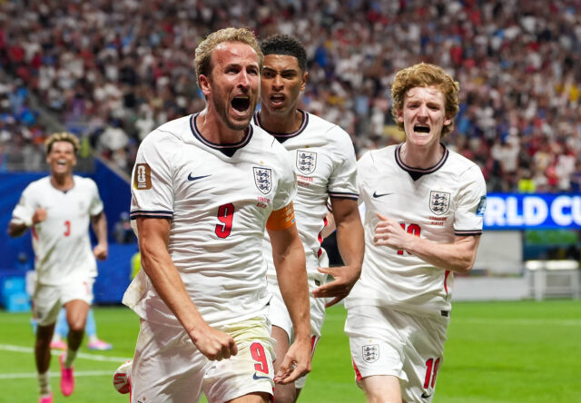 Harry Kane (esulta dopo un gol con l'Inghilterra