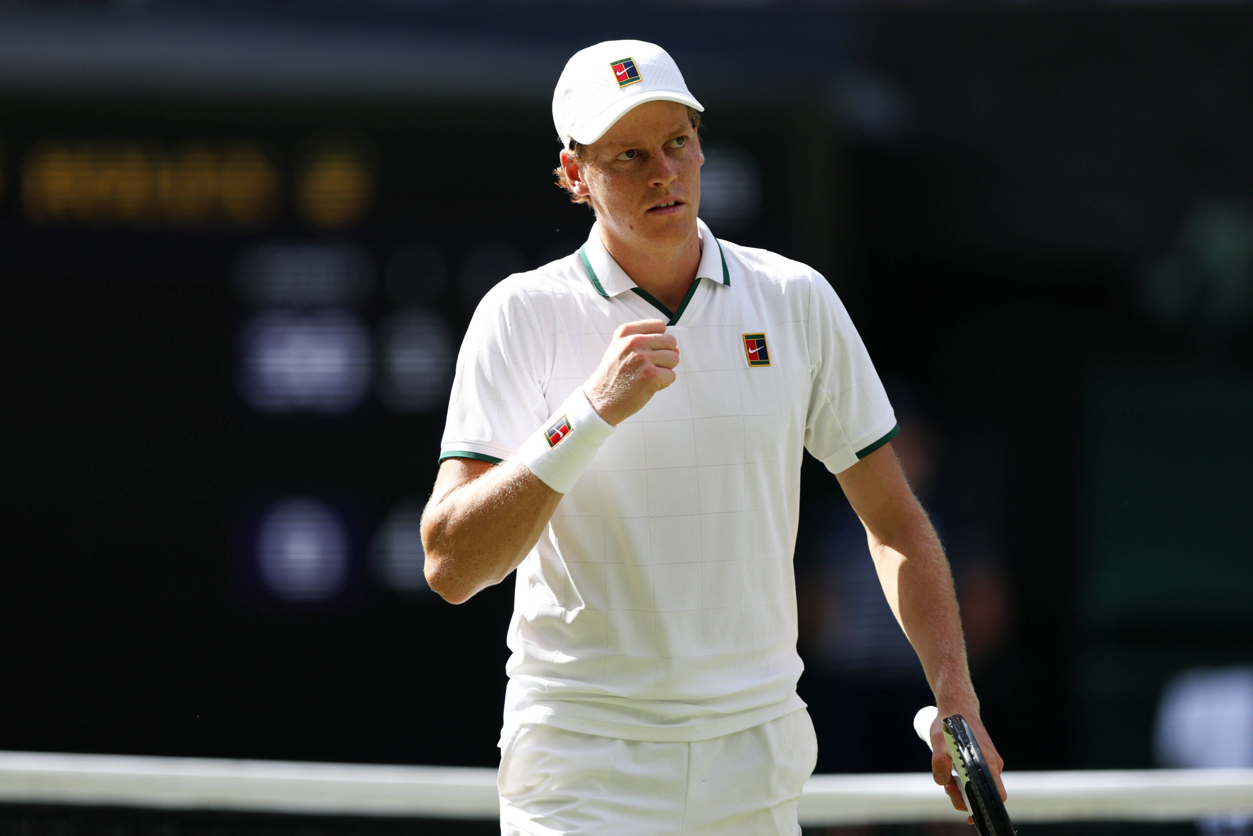 Jannik Sinner durante una partita a Wimbledon