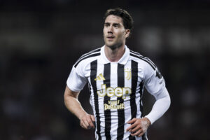 dusan vlahovic con la maglia della Juventus