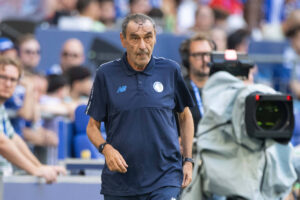 Trainer Maurizio SARRI (AB) beobachtet das Spiel Fussball Freundschaftsspiel FC Schalke 04 - Atalanta Bergamo 0-3 am 08.08.2026 in der Veltins-Arena Gelsenkirchen Deutschland. DFL regulations prohibit any use of photographs as image sequences and or quasi-video Â *** Coach Maurizio SARRI AB watches the soccer friendly match between FC Schalke 04 and Atalanta Bergamo (0–3) on August 8, 2026, at the Veltins Arena in Gelsenkirchen, Germany. DFL regulations prohibit any use of photographs as image sequences and or quasi-video.