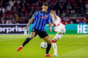 Scamacca durante Ajax-Atalanta