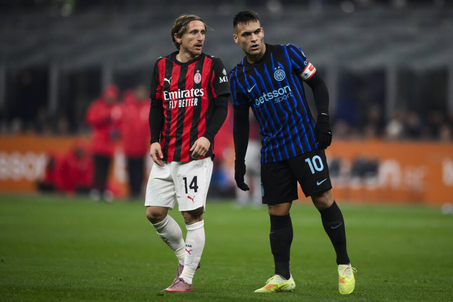 modric e lautaro con le maglie di milan e inter